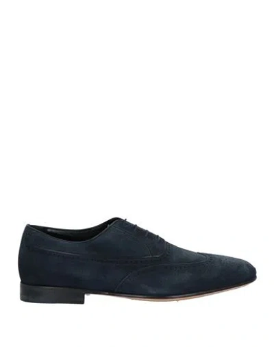 A.testoni A. Testoni Man Lace-up Shoes Midnight Blue Size 8 Leather