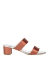A.testoni A. Testoni Woman Sandals Brown Size 7 Textile Fibers In Brown