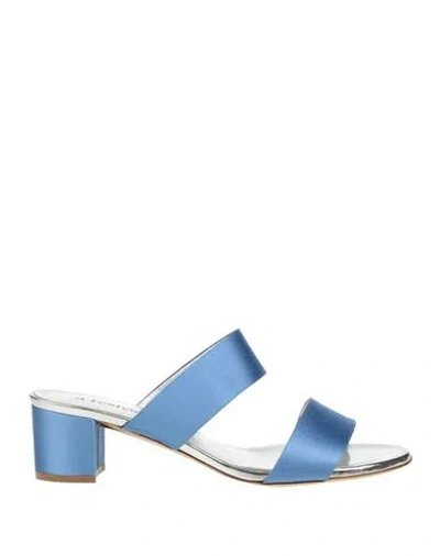A.testoni A. Testoni Woman Sandals Pastel Blue Size 9.5 Textile Fibers In Blue