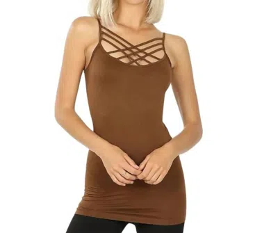 Aaaaa Fashion Triple Criss-cross Strappy Camisole Top In Brown