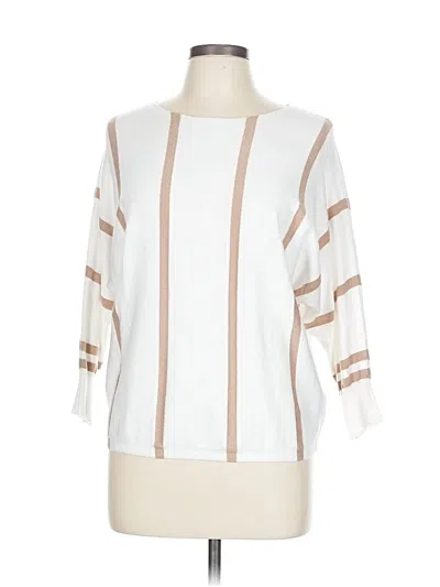 Pre-owned Aaeda 3/4 Sleeve Top White Boatneck Tops