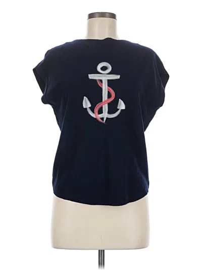 Pre-owned Aaeda Short Sleeve Top Blue Boatneck Tops