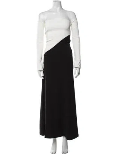 Pre-owned Aaizél Colorblock Pattern Long Dress In Black
