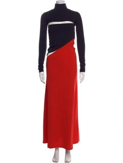 Pre-owned Aaizél Colorblock Pattern Long Dress W/ Tags In Orange