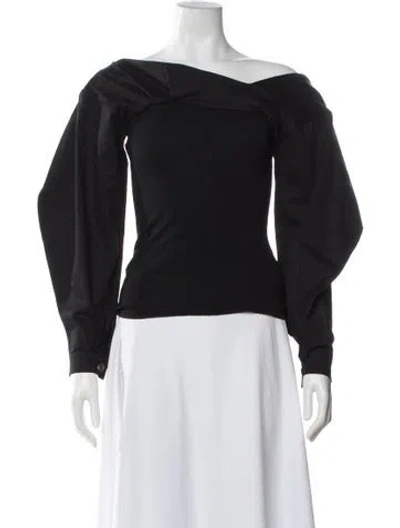 Pre-owned Aaizél Off-the-shoulder Long Sleeve Top In Black