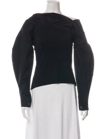 Pre-owned Aaizél Off-the-shoulder Long Sleeve Top In Black