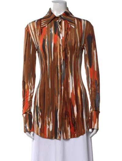 Pre-owned Aaizél Printed Long Sleeve Top W/ Tags In Brown