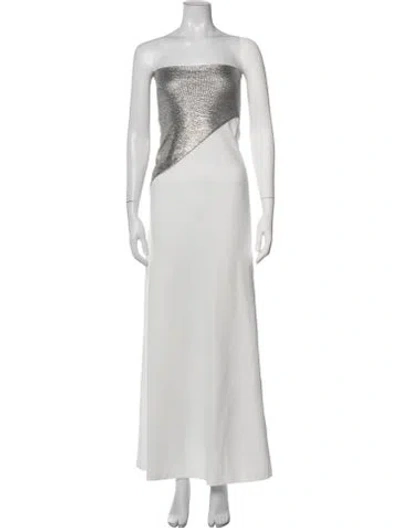 Pre-owned Aaizél Strapless Long Dress In White