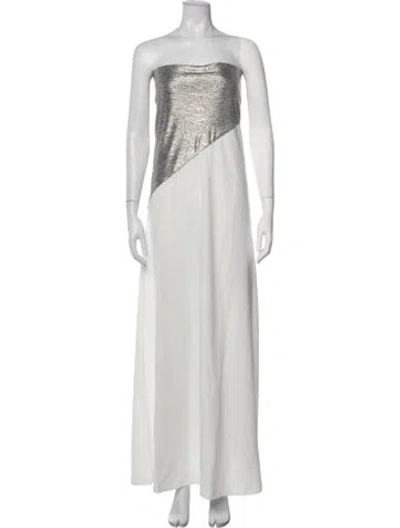 Pre-owned Aaizél Strapless Long Dress In White