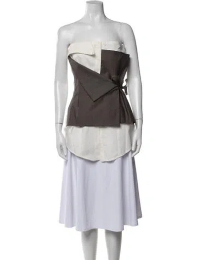 Pre-owned Aaizél Strapless Top W/ Tags In Brown/white