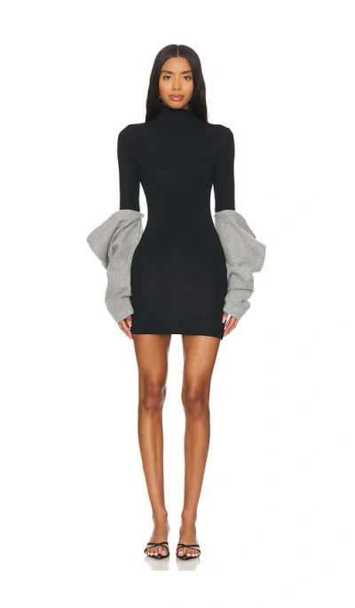 Aaizél Arm Warmer Mini Dress In 黑色&灰色