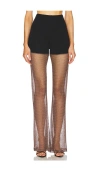 Aaizél Shimmer Sheer Contrast A-line Pant In Black & Bronze