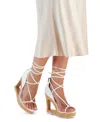 AAJ BY AMINAH NINA LACE-UP ARCHITECTURAL WEDGE SANDALS