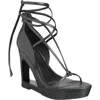Aaj By Aminah Nina Womens Faux Leather Almond Toe Wedge Sandals In Black