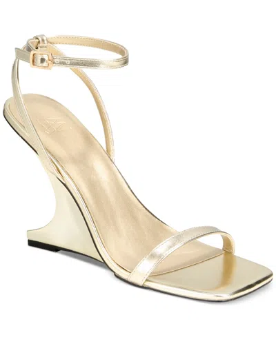 Aaj By Aminah Women's Indigo Wedge Sandals In Gold
