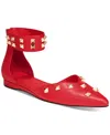 Aaj By Aminah Women's Lennox Studded Ankle-strap Flats In Red