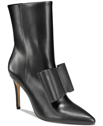 Aaj By Aminah Women's Zoe Heel Bow Dress Booties In Black