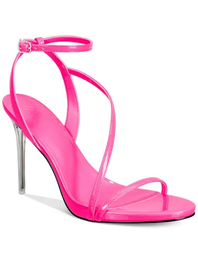 Aaj By Aminah Women's Zayn Lucite Heel Asymmetrical Strap Dress Sandals In Neon Pink
