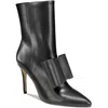 Aaj By Aminah Zoe Womens Bow Leather Mid-calf Boots In Black