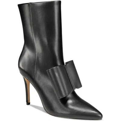 Aaj By Aminah Zoe Womens Bow Leather Mid-calf Boots In Black