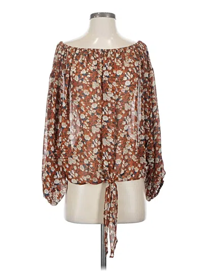 Pre-owned Aakaa 3/4 Sleeve Blouse In Brown