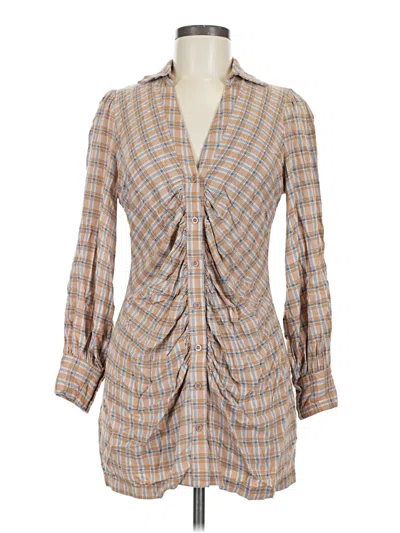 Pre-owned Aakaa 3/4 Sleeve Blouse In Brown