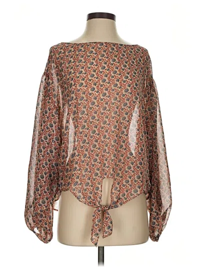 Pre-owned Aakaa 3/4 Sleeve Blouse In Brown