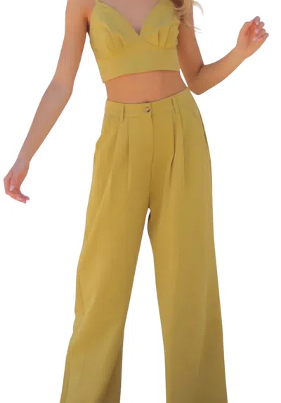 Aakaa Bra And Pant Set In Lime Green