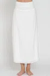 Aakaa High Waisted Smocked Midi Skirt In White In White