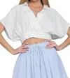 Aakaa Marina Surplice Stripes Crop Top In White/navy In Multi
