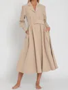 Aakaa Mayci Belted Midi Dress In Beige In Beige
