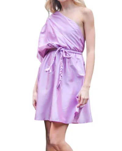 Aakaa One Shoulder Belted Dress In Lavender In Purple