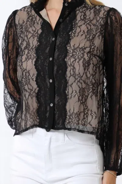 Aakaa Sammy Sheer Lace Top In Black