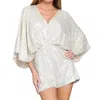 Aakaa Sequin Romper In White In White