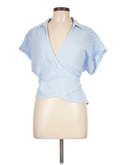 Pre-owned Aakaa Short Sleeve Blouse In Blue