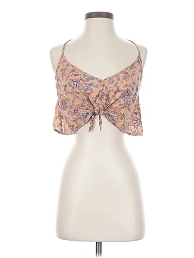 Pre-owned Aakaa Tank Top Tan Halter Neckline Tops In Brown