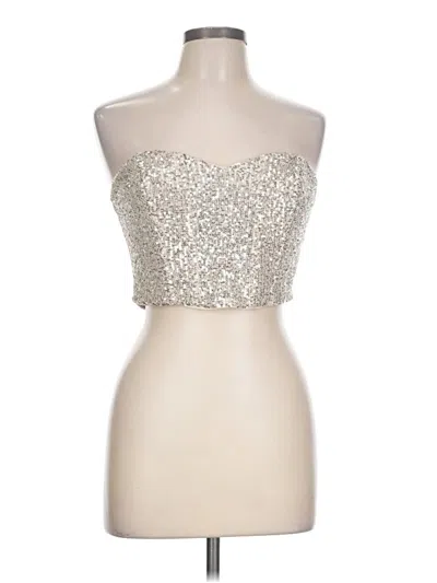 Pre-owned Aakaa Tube Top Silver Strapless Neckline Tops