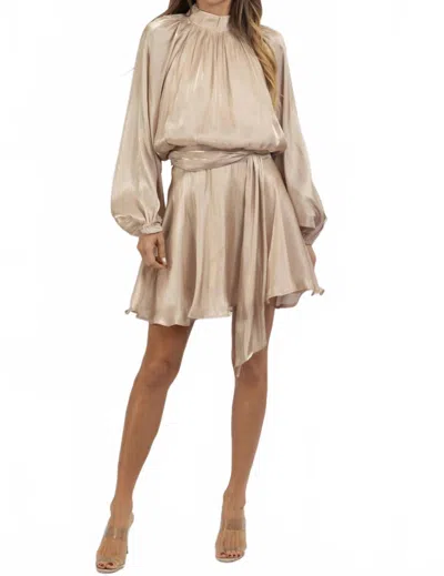 Aakaa Vana Mini Dress In Champagne In Gray