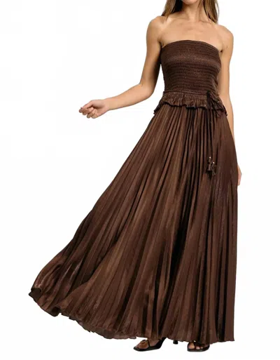 Aakaa Women's Metallic Woven Maxi Dress In Brown