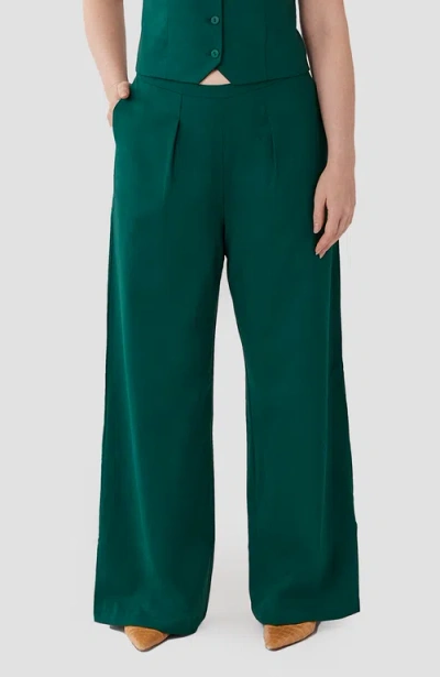 Aam The Label The Wool Wide Leg Pant For Full Hips And Thighs In Emerald