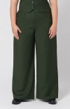 Aam The Label The Wool Wide Leg Pant For Full Hips And Thighs In Green