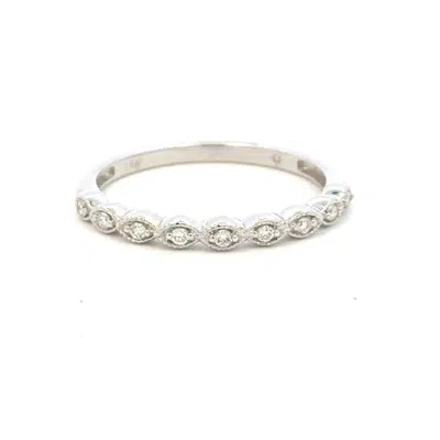Aamiaa 0.09 Carat Natural Diamond Milgrain Bezel Band In 14k White Gold