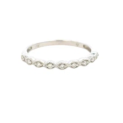 Aamiaa 0.09 Carat Natural Diamond Milgrain Bezel Band - Size 6.5 In 14k White Gold In Silver