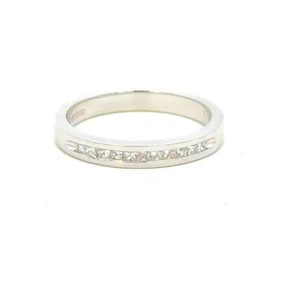 Aamiaa 0.10 Carat Natural Diamond Princess Cut Channel Band In 18k White Gold In Metallic
