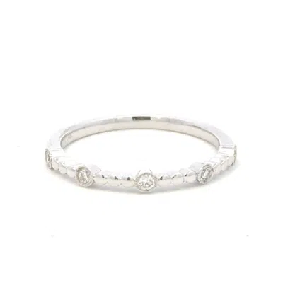 Aamiaa 0.11 Carat Natural Diamond Art Deco Milgrain Band In 14k White Gold In Silver