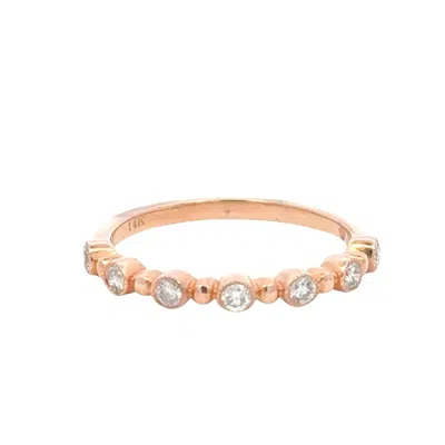Aamiaa 0.24 Carat Natural Diamond Bezel & Bar Band Ring - Size 6.5 In 14k Rose Gold