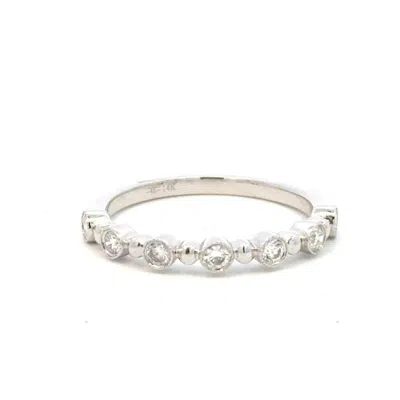Aamiaa 0.25 Carat Natural Diamond Bezel & Bar Band Ring In 14k White Gold