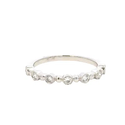 Aamiaa 0.25 Carat Natural Diamond Bezel & Bar Band Ring - Size 6.5 In 14k White Gold In Silver