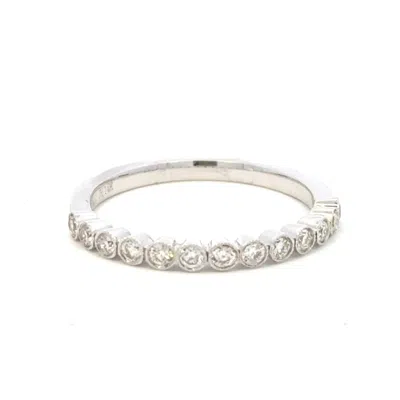 Aamiaa 0.30 Carat Natural Diamond Round Brilliant And Baguette Band Ring In 14k White Gold In Metallic