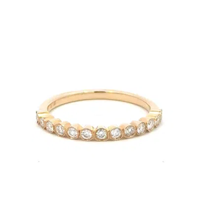 Aamiaa 0.30 Carat Natural Diamond Round Brilliant And Baguette Band Ring In 14k Yellow Gold